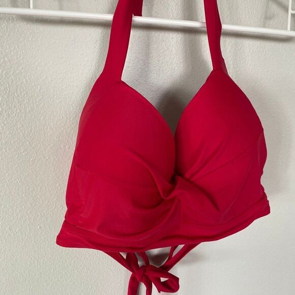 Sexy Red Lightly Padded Halter Swim Suit Top, Size XXL - Picture 3 of 11